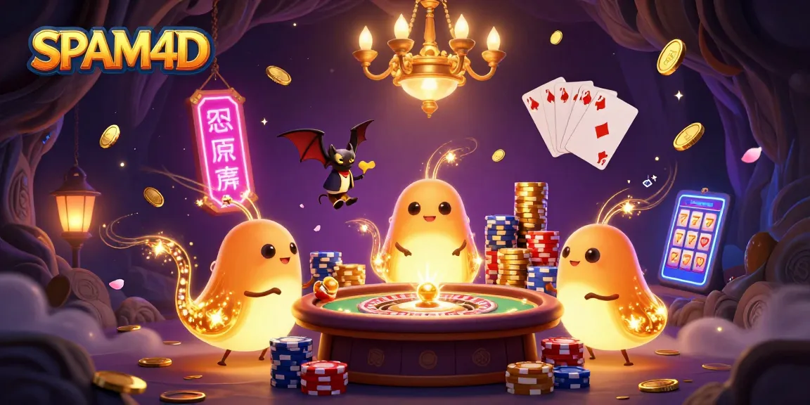 SPAM4D memimpin permainan slot dengan cahaya gemerlap dari karakter kartun di kasino.