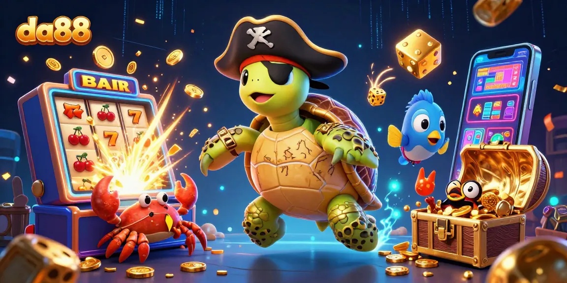 Engage in thrilling da88 gaming adventures with a vibrant 3D casino scene filled with treasures.
